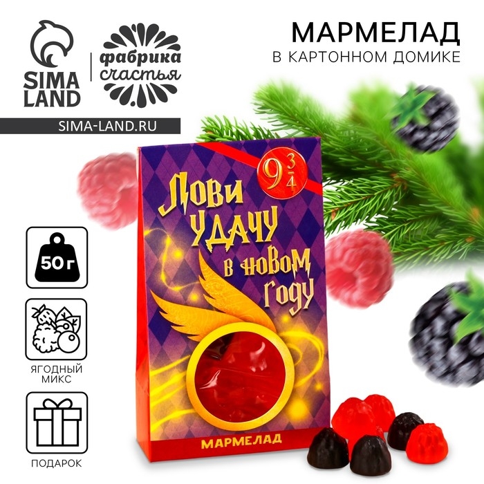 Мармелад в коробке «Лови удачу в новом году» ягоды, 50 г. Мармелад в коробке «Лови удачу в новом году» ягоды, 50 г.