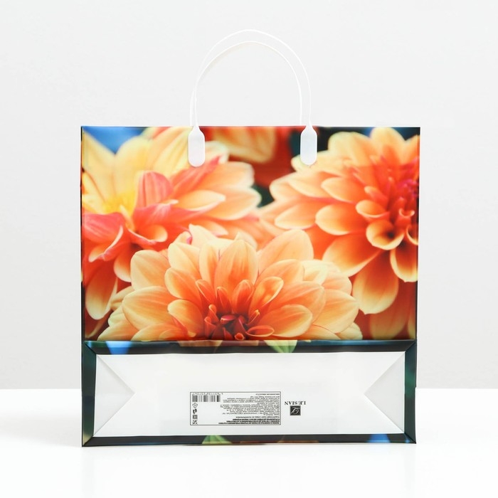Пакет Пакет "Оранжевые хризантемы", мягкий пластик, 29 x 30 см, 100 мкм