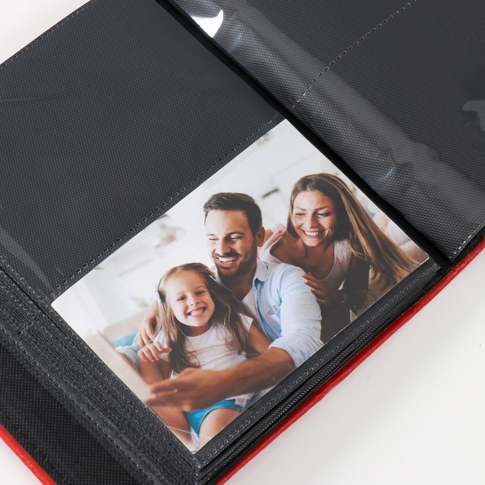 Фотоальбом на 200 фото 10х15 см Фотоальбом на 200 фото 10х15 см "Классика" 2 золотых полоски МИКС кожзам 18х23х5,5 см