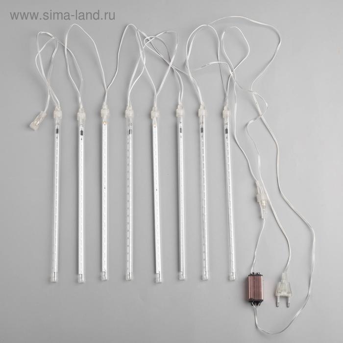 Гирлянда «Сосульки» 2.5 × 0.3 м, IP65, прозрачная нить, 192 LED, свечение жёлтое с эффектом стекания, 12 В