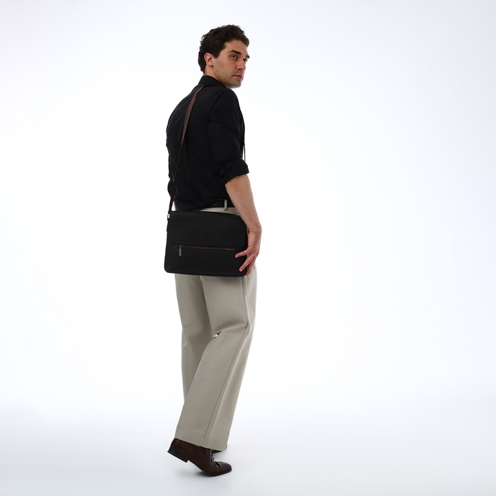 Сумка мужская деловая TEXTURA, длинный ремень, цвет коричневый Сумка мужская деловая TEXTURA, длинный ремень, цвет коричневый