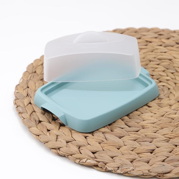 Маслёнка «Таира», пластиковая, 16,5×12 см, цвет бирюзовый Маслёнка «Таира», пластиковая, 16,5×12 см, цвет бирюзовый