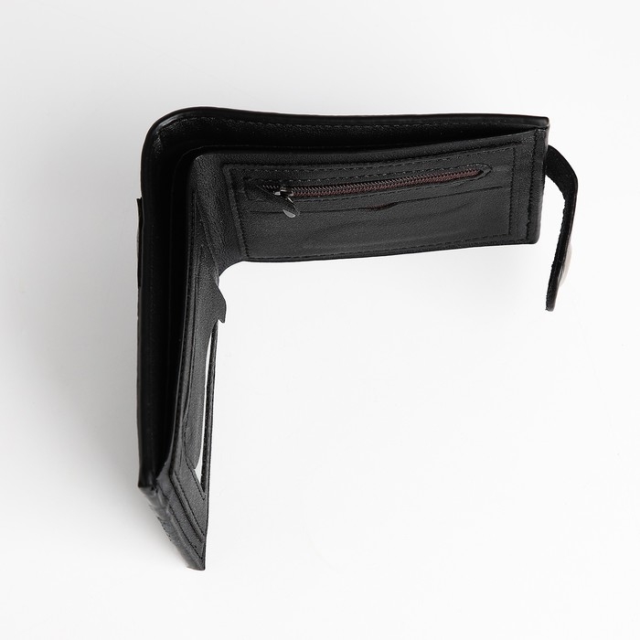Портмоне мужское на магните, отдел для купюр, для карт, для монет, цвет чёрный