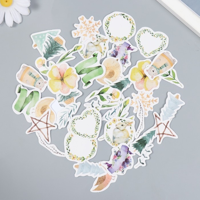 Наклейки для творчества Наклейки для творчества "Лесная страна" набор 46 шт 4,4х4,4х1,1 см