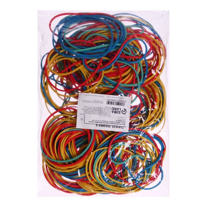 Банковская резинка, 200 г, диаметр 60 мм, длина 95 мм, сечение 1,7 х 1,7 мм, микс, в пакете Банковская резинка, 200 г, диаметр 60 мм, длина 95 мм, сечение 1,7 х 1,7 мм, микс, в пакете