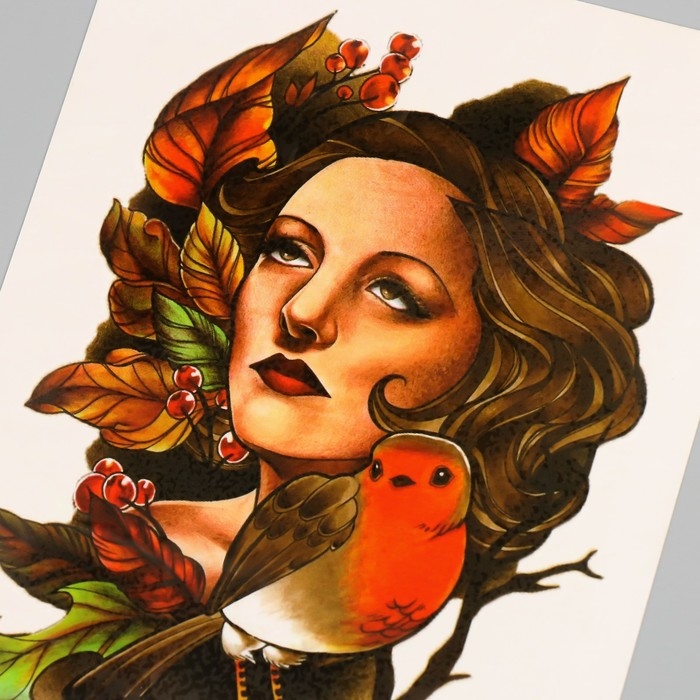 Татуировка на тело цветная Татуировка на тело цветная "Душа осени" 26,1х14,6 см