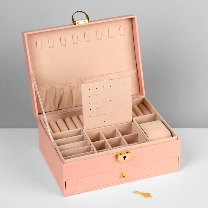 Подставка для украшений &laquo;Шкатулка&raquo; 2 яруса,17&times;23&times;10 см, цвет розовый