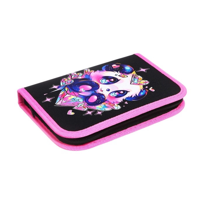 Пенал 1 секция 130 х 190 х 30 мм, с откидной планкой, ПКТ 07-22-19 Пенал 1 секция 130 х 190 х 30 мм, с откидной планкой, ПКТ 07-22-19 "Панда в сердечках" ламинированный картон