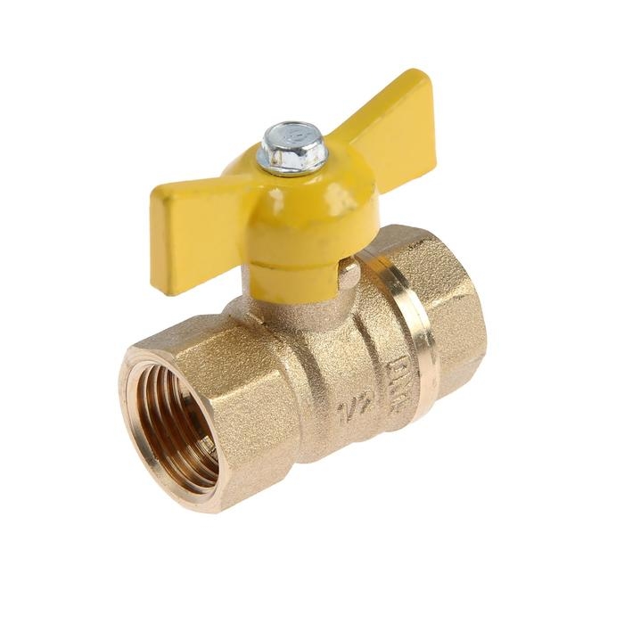 Кран шаровой Кран шаровой "ГАЛЛОП" DN-15 230, газовый, внутренняя/внутренняя резьба 1/2", бабочка