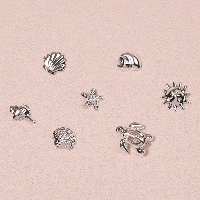 Фигурки для ногтей &laquo;Океан&raquo;, металлические, объёмные, серебристые