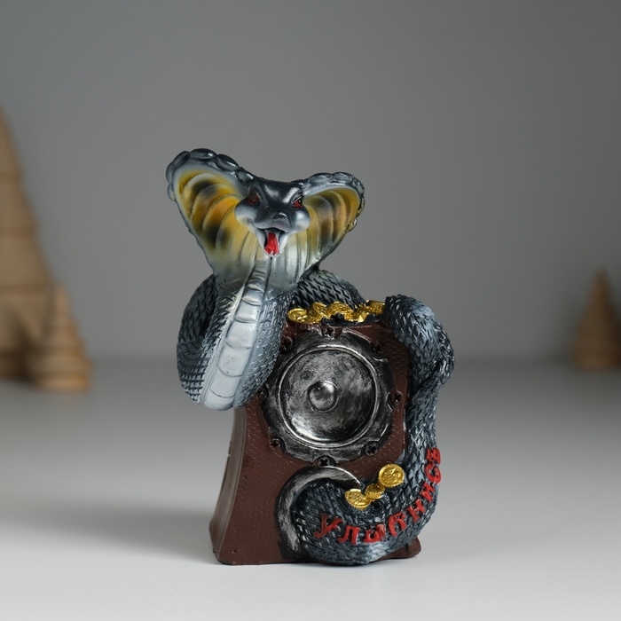 Копилка полистоун Копилка полистоун "Змея тёмная на сейфе" 8,3х5,3х11,2 см