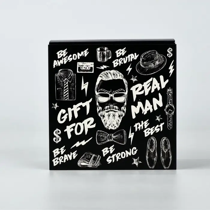 Коробка подарочная складная, упаковка, &laquo;Gift for real man&raquo;, 14&times;14&times;8 см
