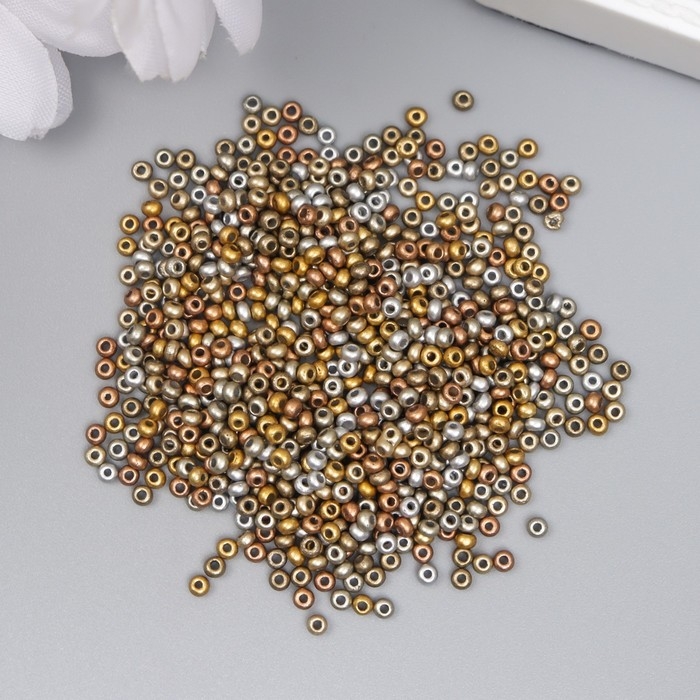 Бисер стекло 11/0  Бисер стекло 11/0 "Металлик. Меланж. Золото и серебро" 10 гр