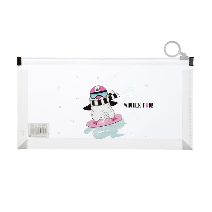 Папка-конверт на молнии формат А6, 180мкр, с рисунком Папка-конверт на молнии формат А6, 180мкр, с рисунком"Звери на скейтборде и сноуборде", МИКС