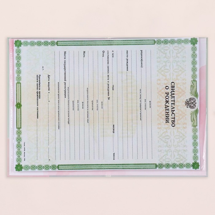 Папка под свидетельство о рождении Папка под свидетельство о рождении "Для девочки" розовый тон, А5