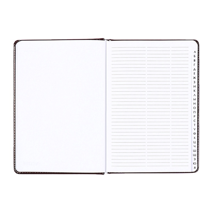 Телефонная книга А5, 64 листа deVENTE. Bravo, твердая обложка из искусственной кожи с поролоном, кремовый блок 70 г/м2, коричневый Телефонная книга А5, 64 листа deVENTE. Bravo, твердая обложка из искусственной кожи с поролоном, кремовый блок 70 г/м2, коричневый