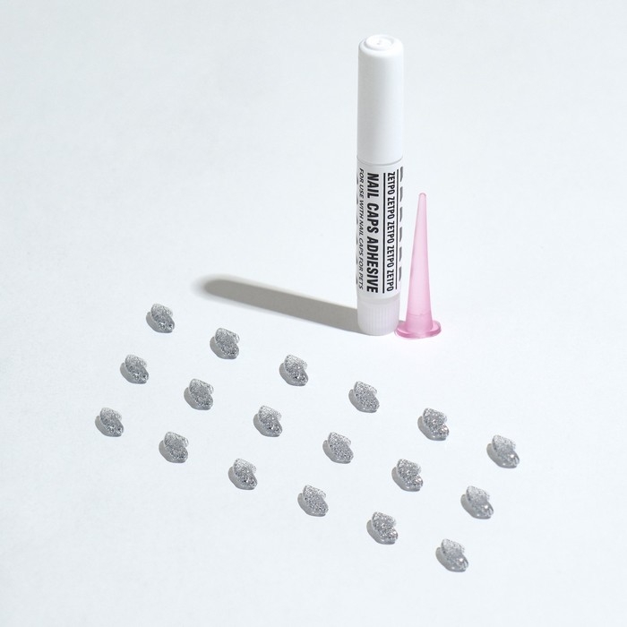 Когти накладные Когти накладные "Антицарапки" (40 шт), размер M, серебряные с блестками