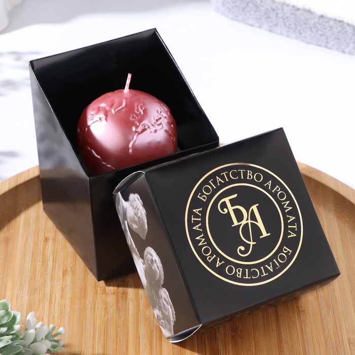 Свеча фигурная  Свеча фигурная "Шар. Планета", 6х5,5 см, розовый перламутр, в коробке