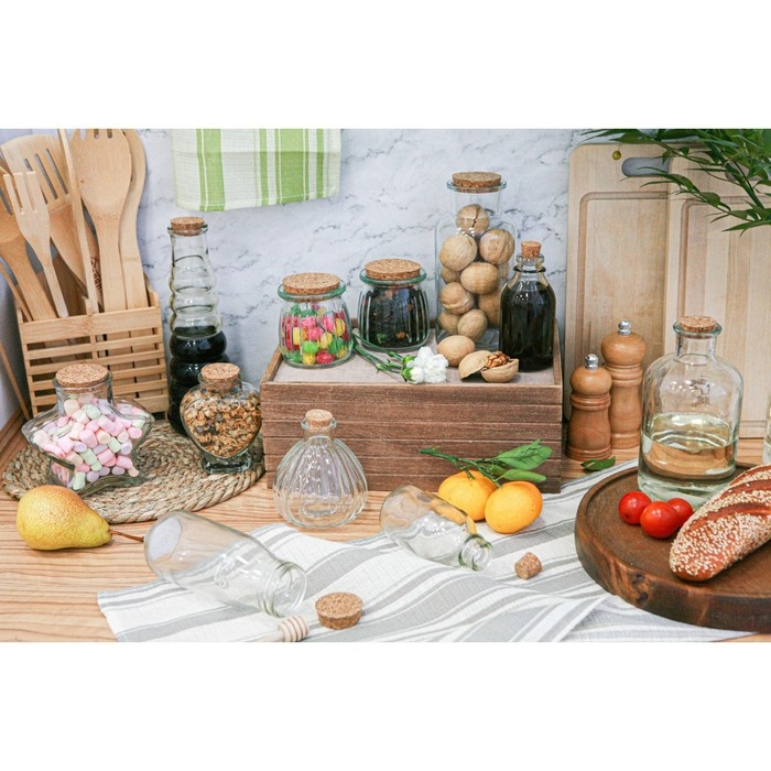 Бутылка стеклянная для соусов и масла с пробковой крышкой Доляна «Парфе», 550 мл, 8×17 см Бутылка стеклянная для соусов и масла с пробковой крышкой Доляна «Парфе», 550 мл, 8×17 см