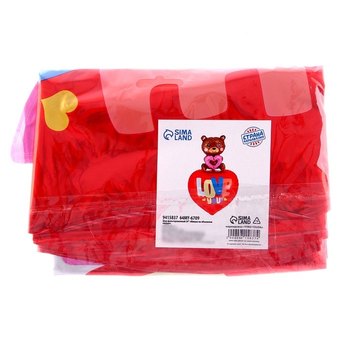 Шар фольгированный 34" &laquo;Мишка на объёмном сердце&raquo;