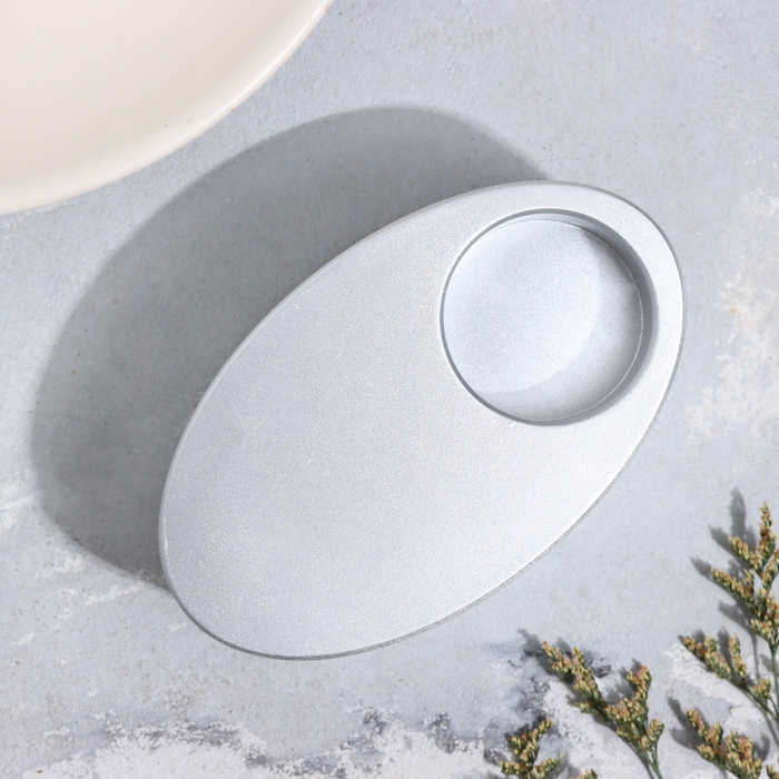 Подсвечник Подсвечник "Узкий овал. Мрамор" из гипса,11,5х7х4см,серебро