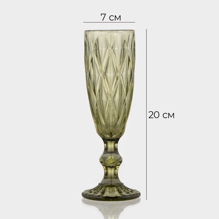 Бокал из стекла для шампанского Magistro «Круиз», 160 мл, 7×20 см, цвет зелёный Бокал из стекла для шампанского Magistro «Круиз», 160 мл, 7×20 см, цвет зелёный