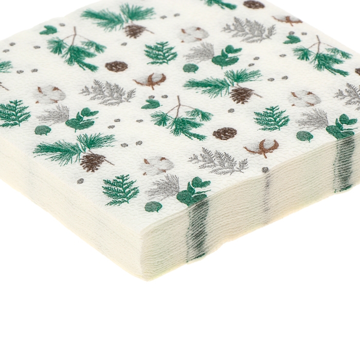 Новогодние салфетки Новогодние салфетки "Веточки", двухслойные, 33х33 см, 20 шт.