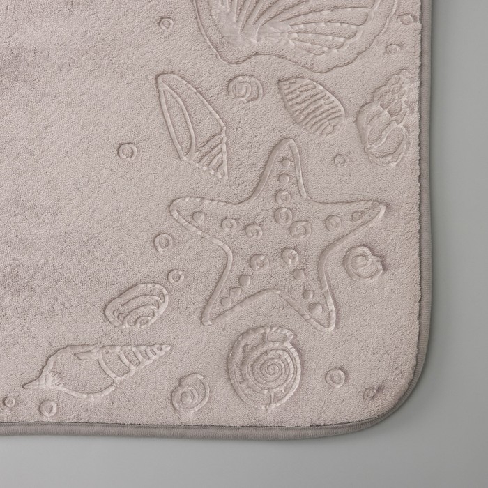 Коврик для ванной Доляна «Морское дно», 50×70 см, цвет серый Коврик для ванной Доляна «Морское дно», 50×70 см, цвет серый