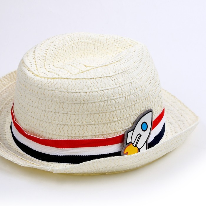 Панама соломенная детская для мальчика «Ракета»,микс, р-р 52-54 Панама соломенная детская для мальчика «Ракета»,микс, р-р 52-54