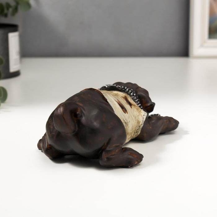 Сувенир полистоун Сувенир полистоун "Мопс в футболке с косынкой" под бронзу 5,5х18х11 см