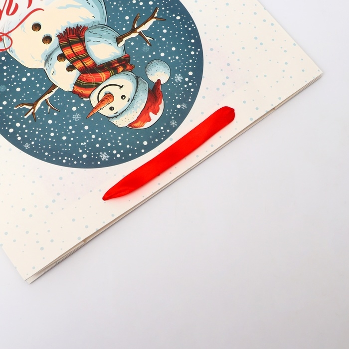 Новый год. Пакет подарочный новогодний бумажный,  Новый год. Пакет подарочный новогодний бумажный, "Снеговик", 31 х 26 х 11 см.