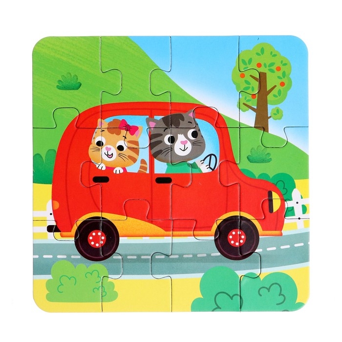 Пазлы 4 в 1 в металлической коробке «Едем, плывём, летим», 4, 6, 9, 12 деталей Пазлы 4 в 1 в металлической коробке «Едем, плывём, летим», 4, 6, 9, 12 деталей