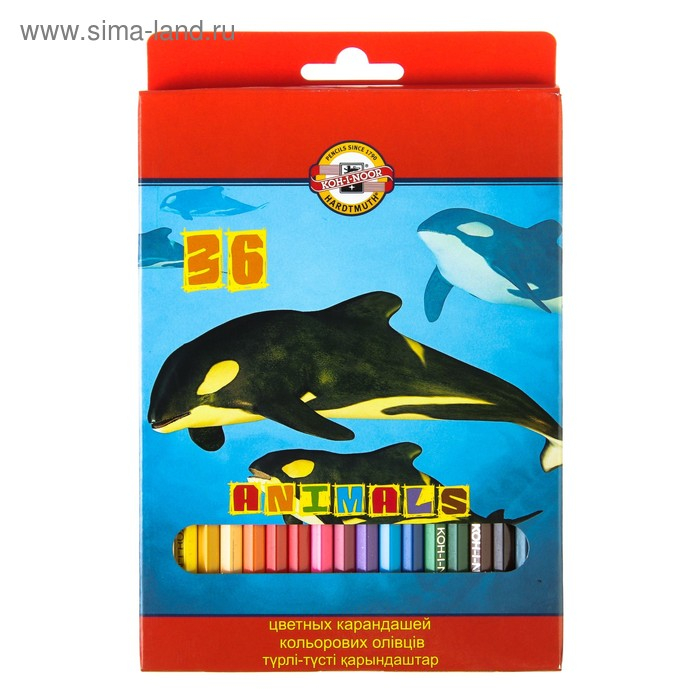 Карандаши 36 цветов Koh-I-Noor 3555, Карандаши 36 цветов Koh-I-Noor 3555, "Животные", европодвес