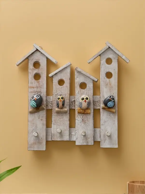 Вешалка &laquo;Скворечник с воробьями&raquo;, 35&times;6.5&times;33.5 см, дерево албезия