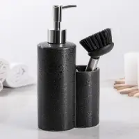 Дозатор для моющего средства с щёткой «Минимал», цвет чёрный