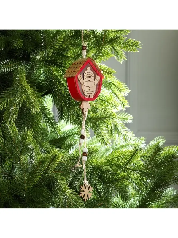 Ёлочная игрушка &laquo;Домик с Дедом Морозом&raquo;, 9&times;8&times;4 см, от батареек, свечение тёплое белое