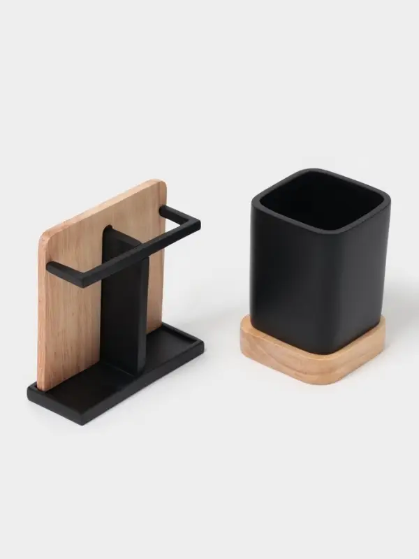 Аксессуары для ванной &laquo;Агат&raquo;, 4 предмета: дозатор, мыльница, 2 стакана, чёрные