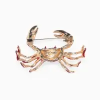 Брошь &laquo;Краб&raquo;, красная в золоте