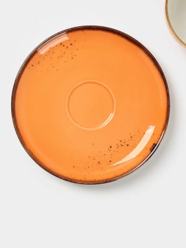 Чайная пара Magistro &laquo;Церера&raquo;, 2 предмета: чашка 250 мл, блюдце d=16.3 см, фарфор, оранжевая