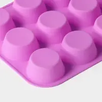 Форма для выпечки Доляна &laquo;Круг&raquo;, силикон, 29&times;22&times;3 см, 12 ячеек, d=6.5 см, розовая
