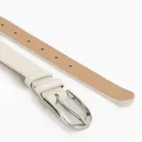 Ремень женский, 110&times;2.8 см, овальная пряжка металл, серебристая, белый