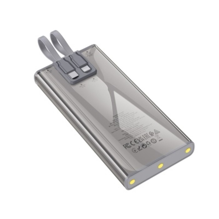 Внешний аккумулятор Hoco J104, 10000 мАч, USB/2Type-C/lightning, 3 А, серый Внешний аккумулятор Hoco J104, 10000 мАч, USB/2Type-C/lightning, 3 А, серый
