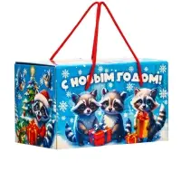 Подарок в картонной упаковке МГК Посылка "Еноты и друзья" с анимацией 1000гр