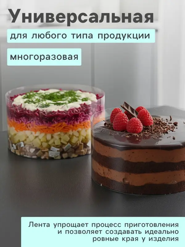 Лента ацетатная для обтяжки тортов Доляна, 40 мкр, 150 мм&times;10 м, прозрачная