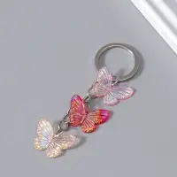 Брелок пластик "Цветные бабочки" 3 бабочки МИКС 2,5х7 см