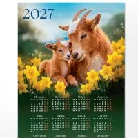 Календарь 2027, настенный, А2 &laquo;Коза и козленок&raquo;