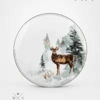 Тарелка новогодняя WY &laquo;Зимний лес&raquo;, 20.4&times;2.2 см, фарфор, белая