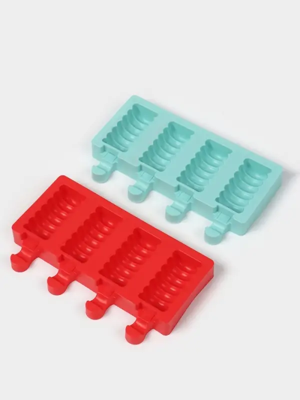 Форма для мороженого Доляна &laquo;Моника&raquo;, силикон, 19.5&times;11 см, 4 ячейки (6.7&times;3.2 см), МИКС