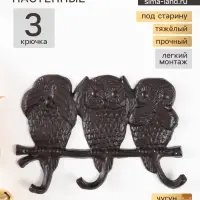 Настенные крючки декоративные чугун &laquo;Филины не слышу, не вижу, не скажу&raquo;, 15.5&times;23&times;2.5 см