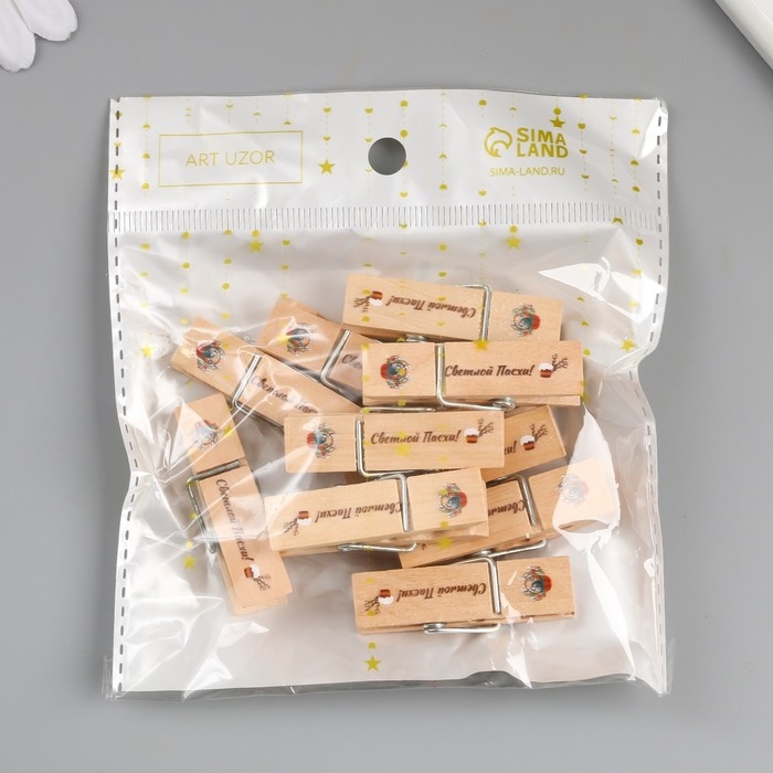 Декор для творчества дерево Декор для творчества дерево "Прищепка - Светлой Пасхи!" набор 10 шт